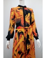 Shirt style long sleeved crepe chiffon dress Shirt style long sleeved crepe chiffon dress