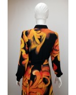 Shirt style long sleeved crepe chiffon dress Shirt style long sleeved crepe chiffon dress