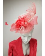 ORO by RACHEL HORNER Fascinator in Peach & White