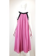 Sleeveless Pink pleated chiffon swing dress