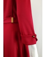 Red long sleeves Jersey wrap dress