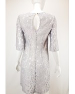 Soft grey 3/4 sleeve corded lace dress