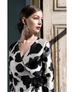 Ivory & Black Wrap around Dress