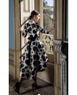 Ivory & Black Wrap around Dress