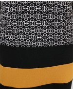 Black & Mustard Dress with Equestrian theme "snaffle" print