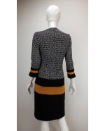 Black & Mustard Dress with Equestrian theme "snaffle" print