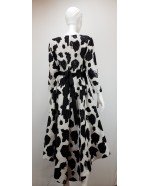 Ivory & Black Wrap around Dress